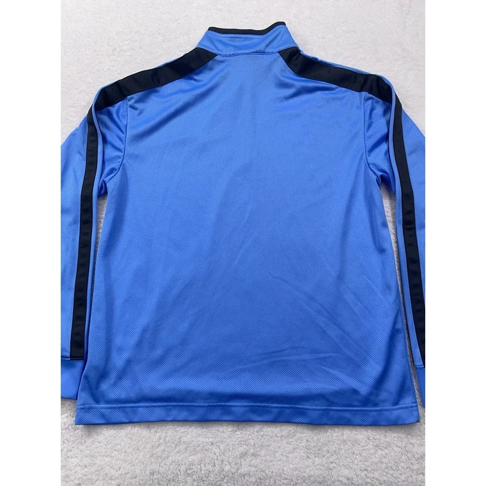 VTG Nike‎ Mens Blue Black Mesh Quarter Zip Pullover Track Jacket Long Sleeve L